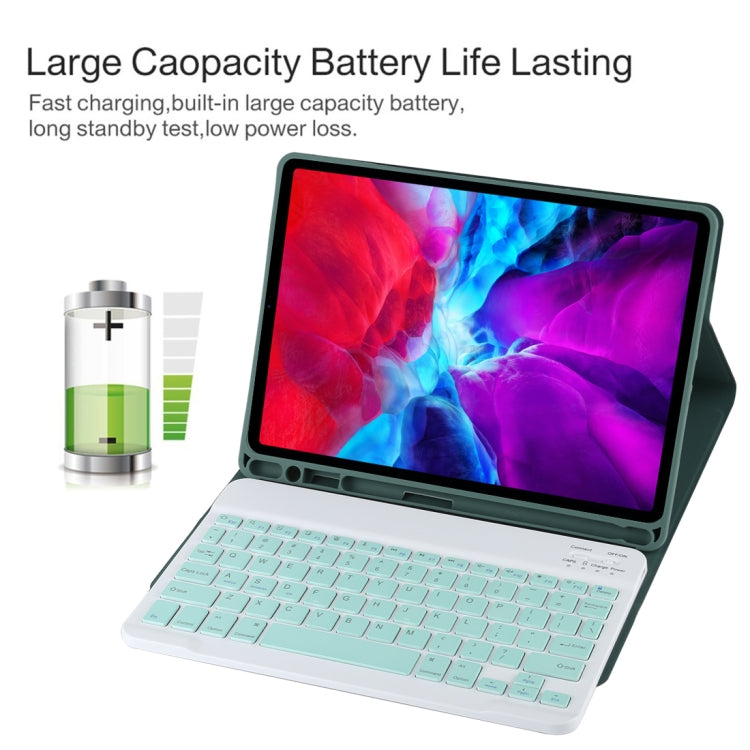 TG11B Detachable Bluetooth Green Keyboard + Microfiber Leather Tablet Case for iPad Pro 11 inch (2020), with Pen Slot & Holder (Dark Green) - For iPad Pro by PMC TechLife | Online Shopping South Africa | PMC TechLife