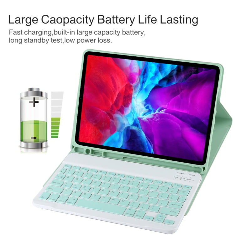 TG11B Detachable Bluetooth Green Keyboard + Microfiber Leather Tablet Case for iPad Pro 11 inch (2020), with Pen Slot & Holder (Green) - For iPad Pro by PMC TechLife | Online Shopping South Africa | PMC TechLife