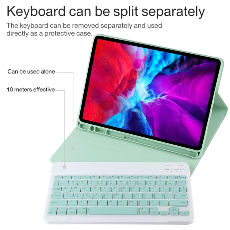 TG11B Detachable Bluetooth Green Keyboard + Microfiber Leather Tablet Case for iPad Pro 11 inch (2020), with Pen Slot & Holder (Green) - For iPad Pro by PMC TechLife | Online Shopping South Africa | PMC TechLife