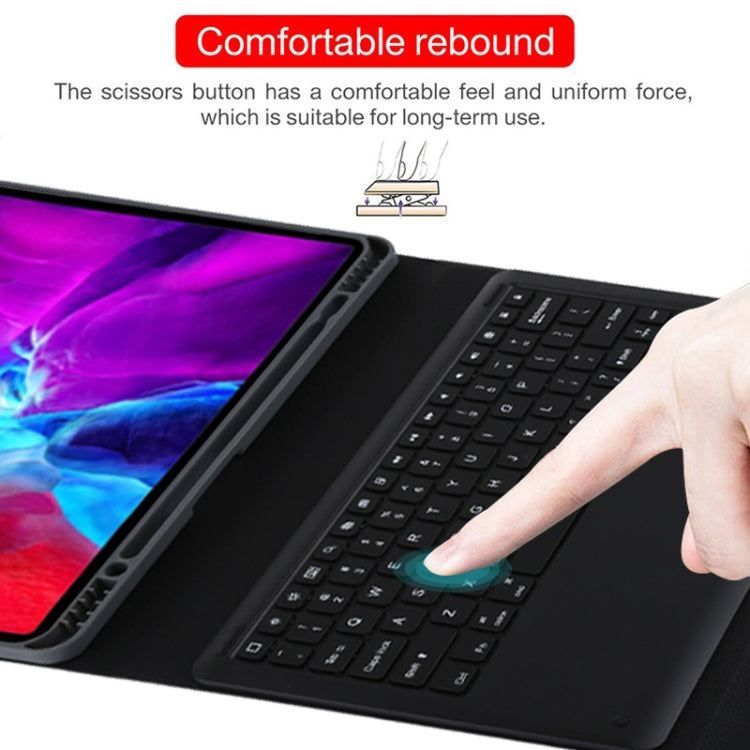 T129 Detachable Bluetooth Black Keyboard Microfiber Leather Tablet Case for iPad Pro 12.9 inch (2020), with Holder (Black) - For iPad Pro by PMC TechLife | Online Shopping South Africa | PMC TechLife