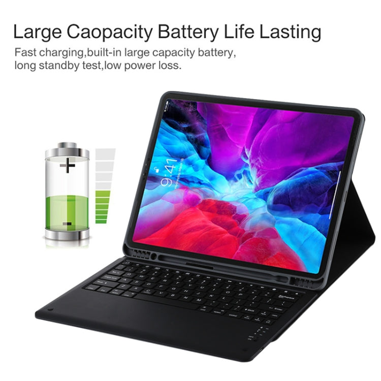 T129 Detachable Bluetooth Black Keyboard Microfiber Leather Tablet Case for iPad Pro 12.9 inch (2020), with Holder (Green) - For iPad Pro by PMC TechLife | Online Shopping South Africa | PMC TechLife