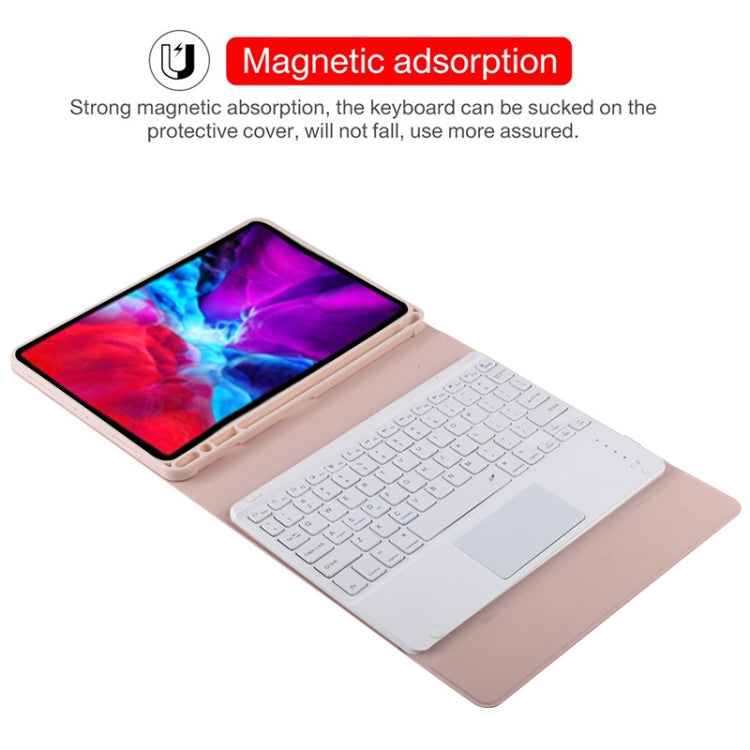 TG11BC Detachable Bluetooth White Keyboard Microfiber Leather Tablet Case for iPad Pro 11 inch (2020), with Touchpad & Pen Slot & Holder (Pink) - For iPad Pro by PMC TechLife | Online Shopping South Africa | PMC TechLife