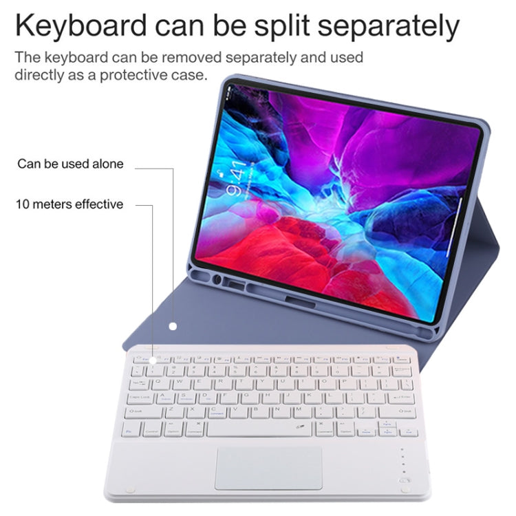 TG11BC Detachable Bluetooth White Keyboard Microfiber Leather Tablet Case for iPad Pro 11 inch (2020), with Touchpad & Pen Slot & Holder (Purple) - For iPad Pro by PMC TechLife | Online Shopping South Africa | PMC TechLife