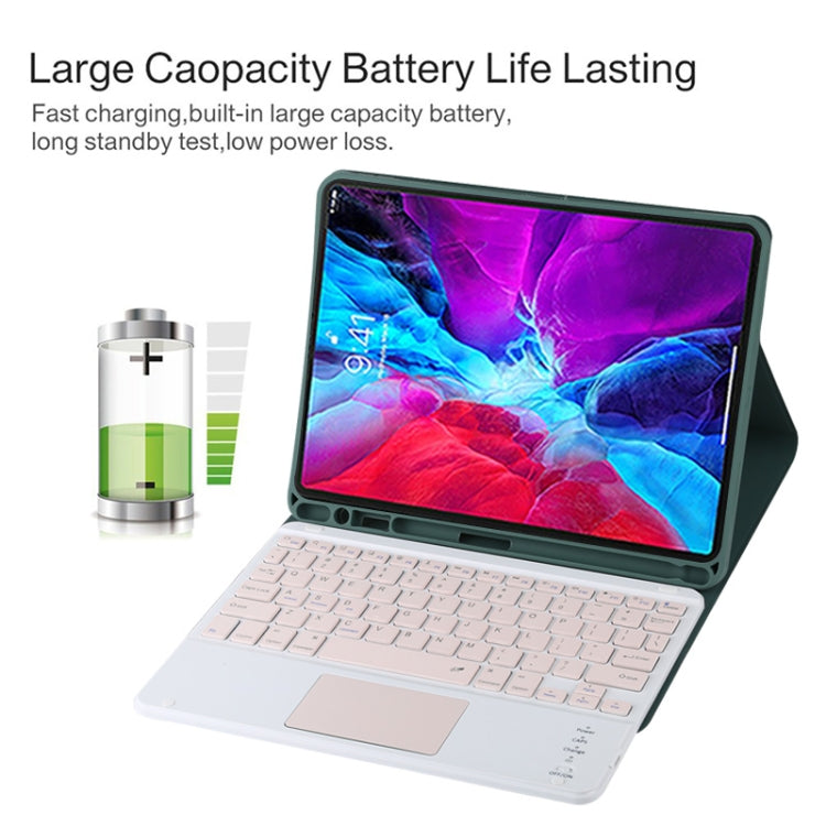 TG11BC Detachable Bluetooth Pink Keyboard Microfiber Leather Tablet Case for iPad Pro 11 inch (2020), with Touchpad & Pen Slot & Holder (Dark Green) - For iPad Pro by PMC TechLife | Online Shopping South Africa | PMC TechLife