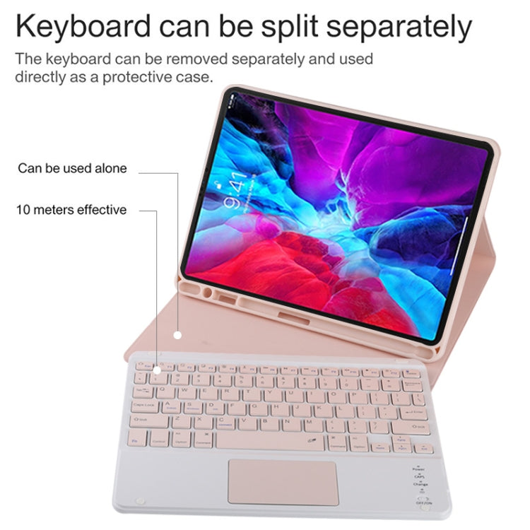 TG11BC Detachable Bluetooth Pink Keyboard Microfiber Leather Tablet Case for iPad Pro 11 inch (2020), with Touchpad & Pen Slot & Holder (Pink) - For iPad Pro by PMC TechLife | Online Shopping South Africa | PMC TechLife