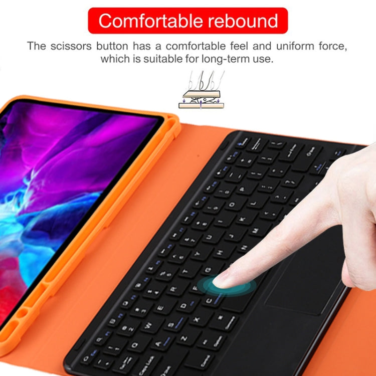 TG11BC Detachable Bluetooth Black Keyboard Microfiber Leather Tablet Case for iPad Pro 11 inch (2020), with Touchpad & Pen Slot & Holder (Orange) - free shipping - PMC TechLife - Order now!