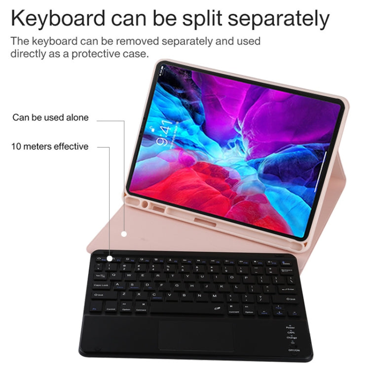TG11BC Detachable Bluetooth Black Keyboard Microfiber Leather Tablet Case for iPad Pro 11 inch (2020), with Touchpad & Pen Slot & Holder (Pink) - For iPad Pro by PMC TechLife | Online Shopping South Africa | PMC TechLife