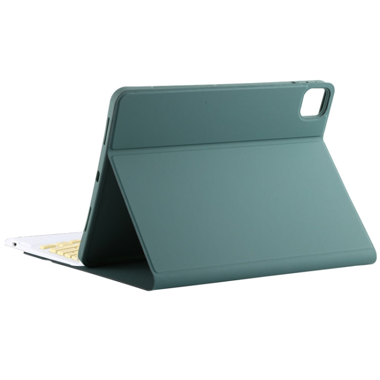TG11BC Detachable Bluetooth Yellow Keyboard Microfiber Leather Tablet Case for iPad Pro 11 inch (2020), with Touchpad & Pen Slot & Holder (Dark Green) - For iPad Pro by PMC TechLife | Online Shopping South Africa | PMC TechLife