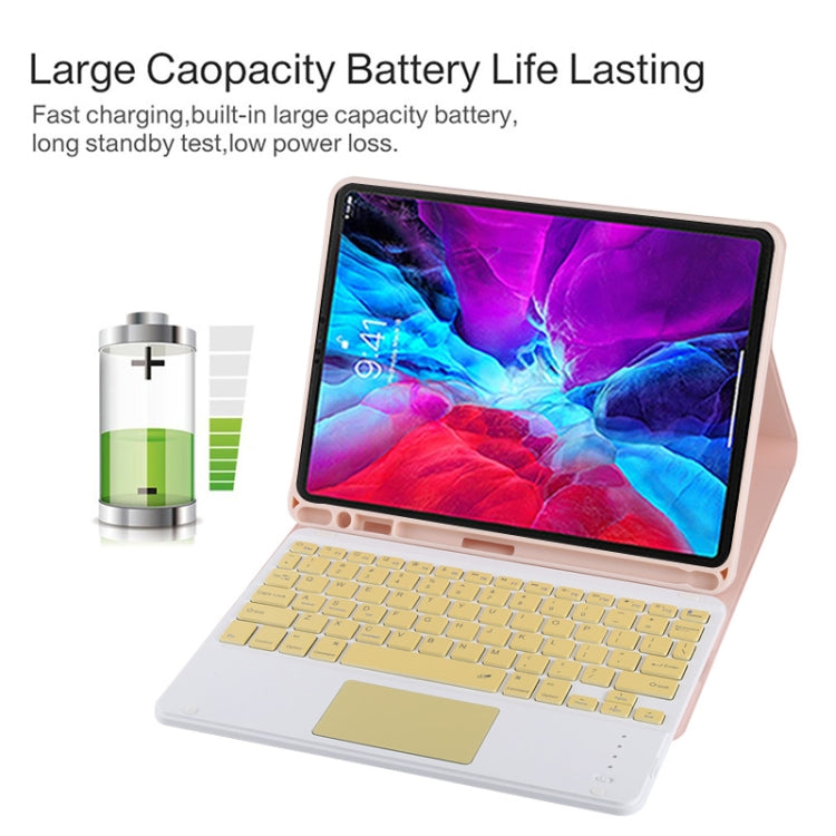 TG11BC Detachable Bluetooth Yellow Keyboard Microfiber Leather Tablet Case for iPad Pro 11 inch (2020), with Touchpad & Pen Slot & Holder (Pink) - free shipping - PMC TechLife - Order now!