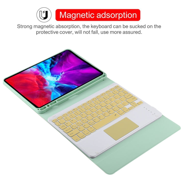 TG11BC Detachable Bluetooth Yellow Keyboard Microfiber Leather Tablet Case for iPad Pro 11 inch (2020), with Touchpad & Pen Slot & Holder (Green) - For iPad Pro by PMC TechLife | Online Shopping South Africa | PMC TechLife
