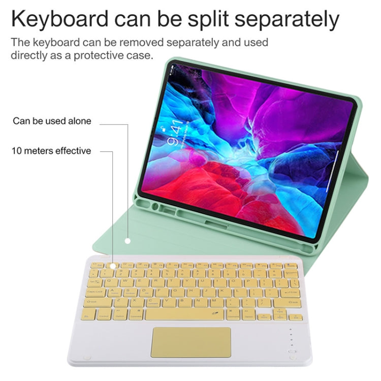 TG11BC Detachable Bluetooth Yellow Keyboard Microfiber Leather Tablet Case for iPad Pro 11 inch (2020), with Touchpad & Pen Slot & Holder (Green) - For iPad Pro by PMC TechLife | Online Shopping South Africa | PMC TechLife