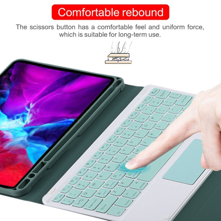TG11BC Detachable Bluetooth Green Keyboard Microfiber Leather Tablet Case for iPad Pro 11 inch (2020), with Touchpad & Pen Slot & Holder (Dark Green) - For iPad Pro by PMC TechLife | Online Shopping South Africa | PMC TechLife