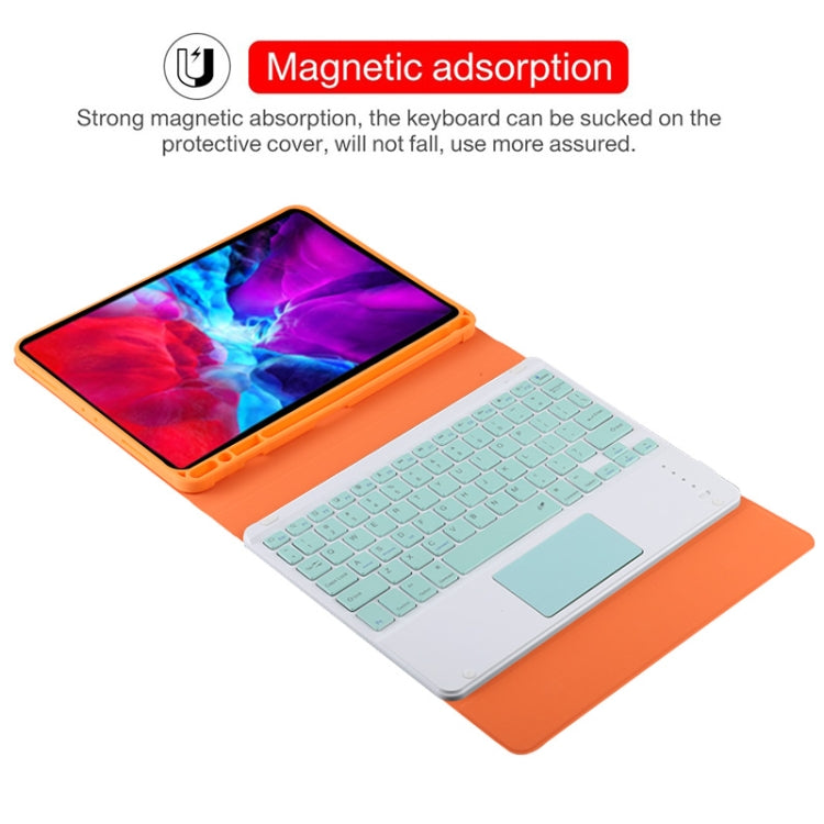 TG11BC Detachable Bluetooth Green Keyboard Microfiber Leather Tablet Case for iPad Pro 11 inch (2020), with Touchpad & Pen Slot & Holder (Orange) - For iPad Pro by PMC TechLife | Online Shopping South Africa | PMC TechLife