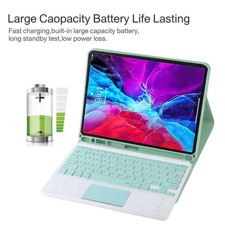 TG11BC Detachable Bluetooth Green Keyboard Microfiber Leather Tablet Case for iPad Pro 11 inch (2020), with Touchpad & Pen Slot & Holder (Green) - For iPad Pro by PMC TechLife | Online Shopping South Africa | PMC TechLife