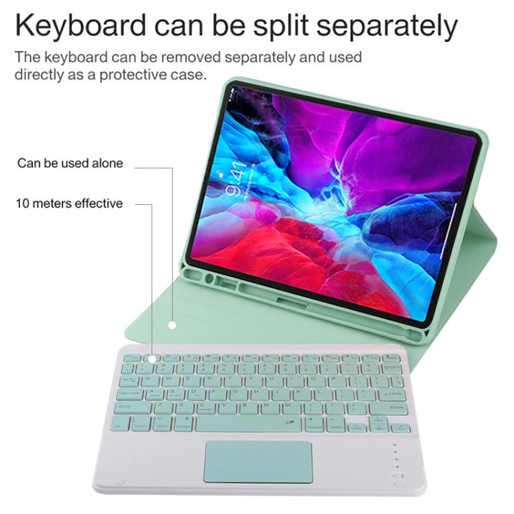 TG11BC Detachable Bluetooth Green Keyboard Microfiber Leather Tablet Case for iPad Pro 11 inch (2020), with Touchpad & Pen Slot & Holder (Green) - For iPad Pro by PMC TechLife | Online Shopping South Africa | PMC TechLife