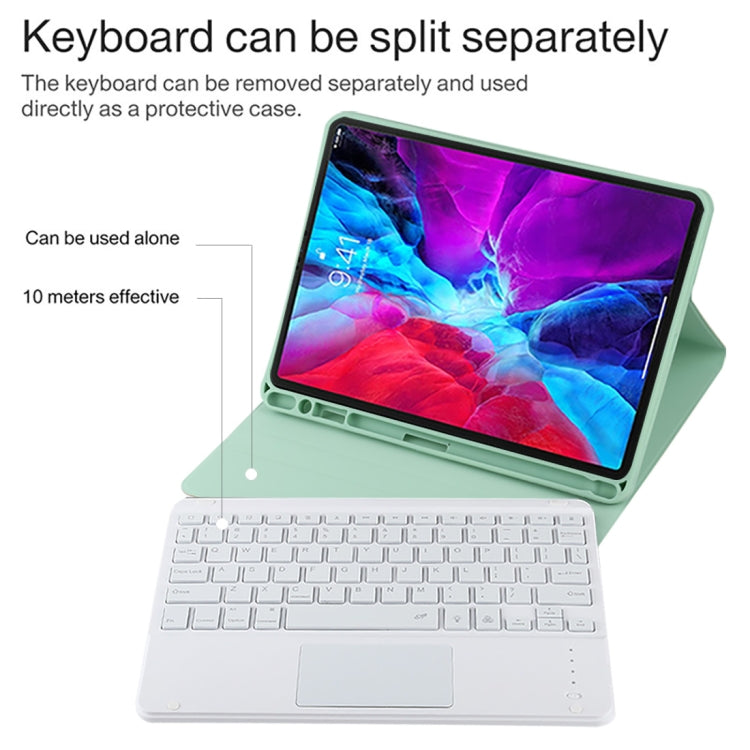 TG11BCS Detachable Bluetooth White Keyboard Microfiber Leather Tablet Case for iPad Pro 11 inch (2020), with Backlight & Touchpad & Pen Slot & Holder (Green) - For iPad Pro by PMC TechLife | Online Shopping South Africa | PMC TechLife