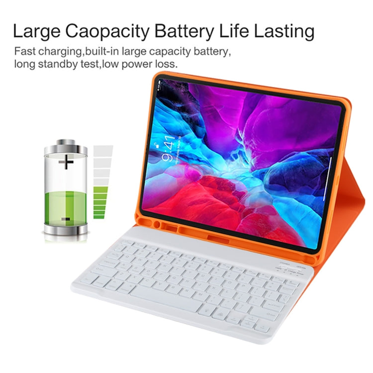 TG11BS Detachable Bluetooth White Keyboard Microfiber Leather Tablet Case for iPad Pro 11 inch (2020), with Backlight & Pen Slot & Holder (Orange) - For iPad Pro by PMC TechLife | Online Shopping South Africa | PMC TechLife