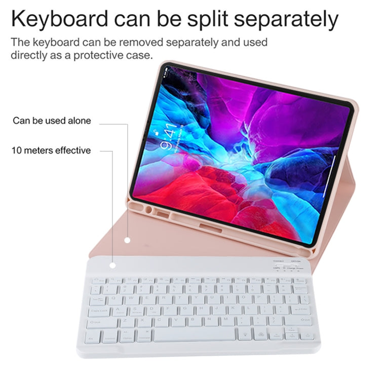 TG11BS Detachable Bluetooth White Keyboard Microfiber Leather Tablet Case for iPad Pro 11 inch (2020), with Backlight & Pen Slot & Holder (Pink) - For iPad Pro by PMC TechLife | Online Shopping South Africa | PMC TechLife