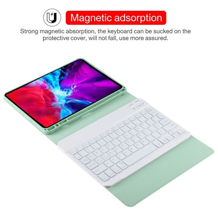 TG11BS Detachable Bluetooth White Keyboard Microfiber Leather Tablet Case for iPad Pro 11 inch (2020), with Backlight & Pen Slot & Holder (Green) - For iPad Pro by PMC TechLife | Online Shopping South Africa | PMC TechLife | Buy Now Pay Later Mobicred