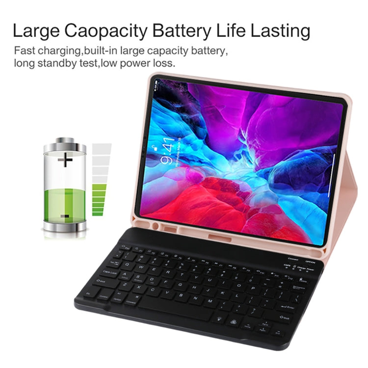 TG11BS Detachable Bluetooth Black Keyboard + Microfiber Leather Tablet Case for iPad Pro 11 inch (2020), with Backlight & Pen Slot & Holder(Pink) - free shipping - PMC TechLife - Order now!