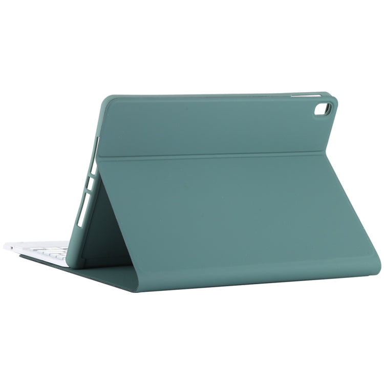 TG-102BCS Detachable Bluetooth White Keyboard + Microfiber Leather Tablet Case for iPad 10.2 inch / iPad Air (2019), with Touch Pad & Backlight & Pen Slot & Holder (Dark Green) - For iPad Air by PMC TechLife | Online Shopping South Africa | PMC TechLife