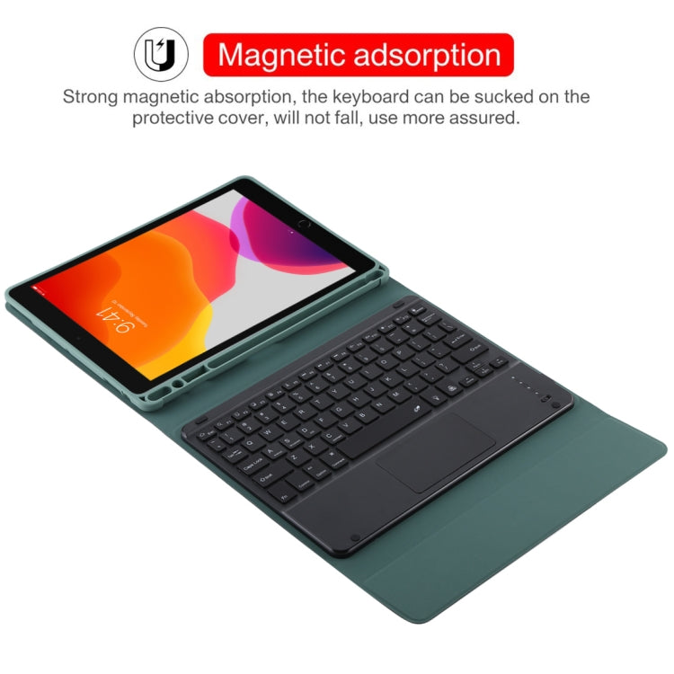 TG-102BCS Detachable Bluetooth Black Keyboard + Microfiber Leather Tablet Case for iPad 10.2 inch / iPad Air (2019), with Touch Pad & Backlight & Pen Slot & Holder (Dark Green) - For iPad Air by PMC TechLife | Online Shopping South Africa | PMC TechLife