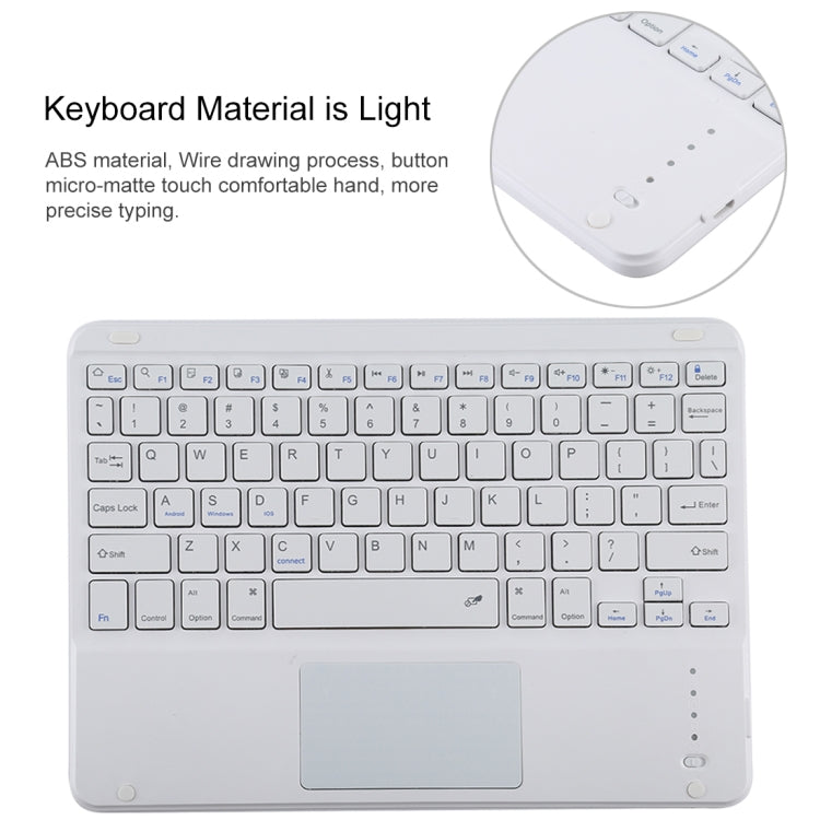 TG-102BC Detachable Bluetooth White Keyboard + Microfiber Leather Tablet Case for iPad 10.2 inch / iPad Air (2019), with Touch Pad & Pen Slot & Holder(Purple) - free shipping - PMC TechLife - Order now!