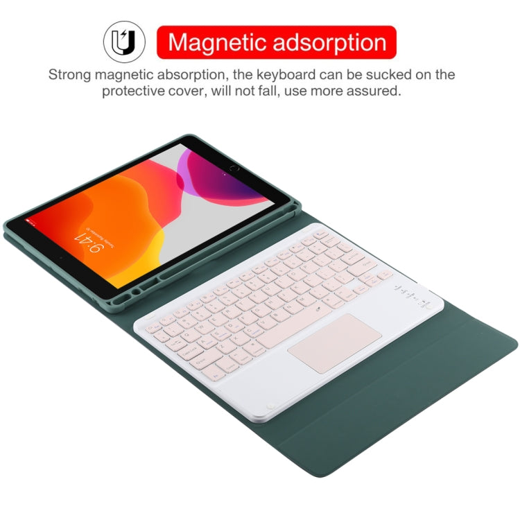 TG-102BC Detachable Bluetooth Pink Keyboard + Microfiber Leather Tablet Case for iPad 10.2 inch / iPad Air (2019), with Touch Pad & Pen Slot & Holder(Dark Green) - For iPad Air by PMC TechLife | Online Shopping South Africa | PMC TechLife