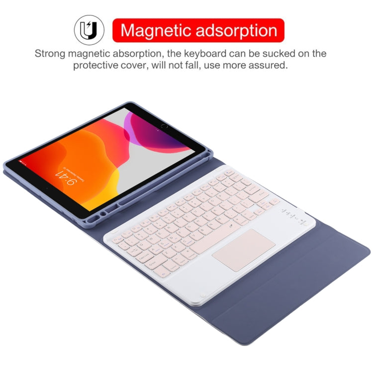 TG-102BC Detachable Bluetooth Pink Keyboard + Microfiber Leather Tablet Case for iPad 10.2 inch / iPad Air (2019), with Touch Pad & Pen Slot & Holder(Purple) - For iPad Air by PMC TechLife | Online Shopping South Africa | PMC TechLife