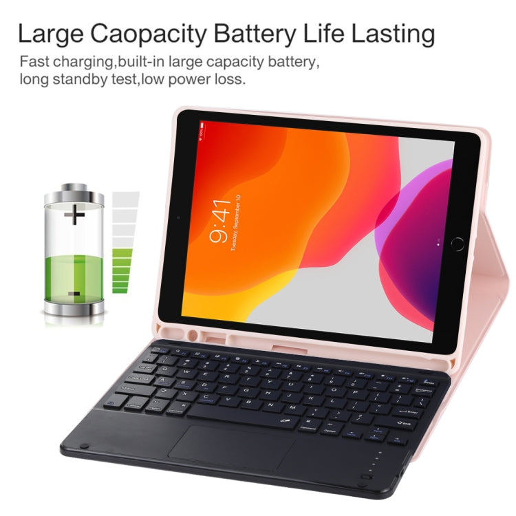 TG-102BC Detachable Bluetooth Black Keyboard + Microfiber Leather Tablet Case for iPad 10.2 inch / iPad Air (2019), with Touch Pad & Pen Slot & Holder(Pink) - For iPad Air by PMC TechLife | Online Shopping South Africa | PMC TechLife