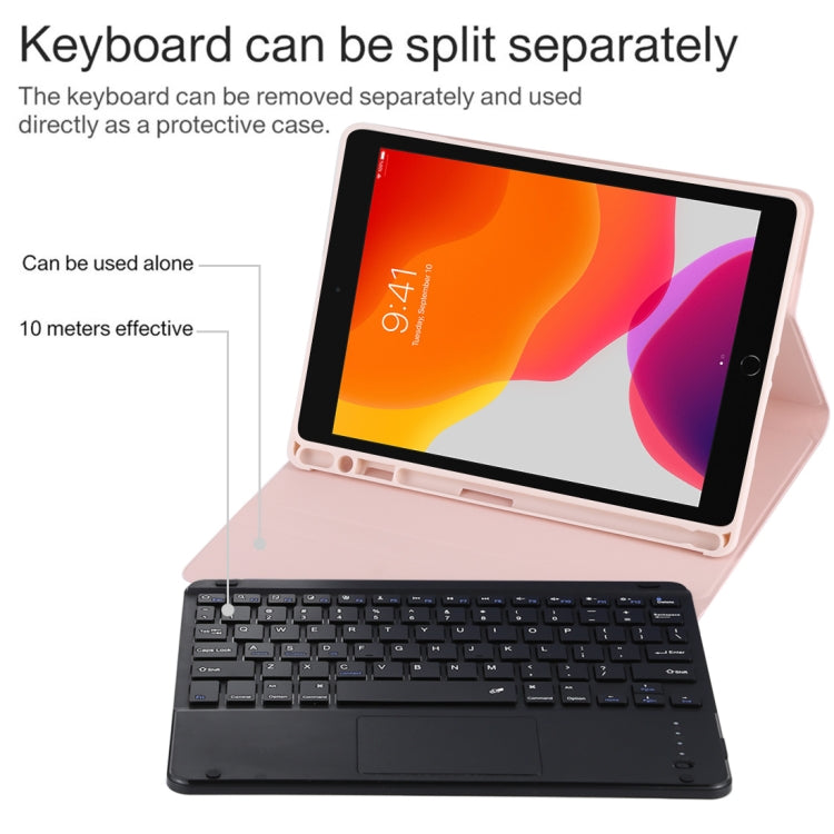 TG-102BC Detachable Bluetooth Black Keyboard + Microfiber Leather Tablet Case for iPad 10.2 inch / iPad Air (2019), with Touch Pad & Pen Slot & Holder(Pink) - For iPad Air by PMC TechLife | Online Shopping South Africa | PMC TechLife
