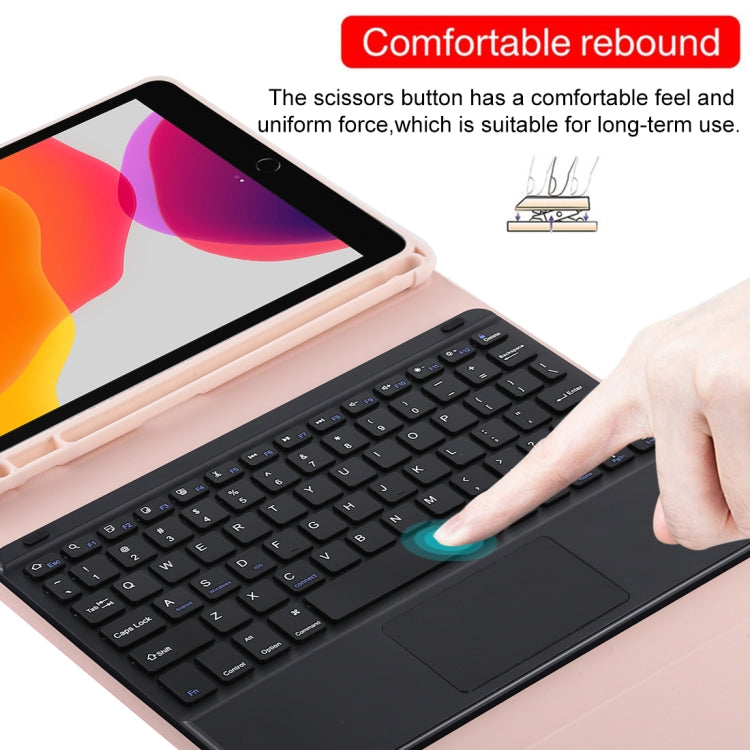TG-102BC Detachable Bluetooth Black Keyboard + Microfiber Leather Tablet Case for iPad 10.2 inch / iPad Air (2019), with Touch Pad & Pen Slot & Holder(Pink) - For iPad Air by PMC TechLife | Online Shopping South Africa | PMC TechLife