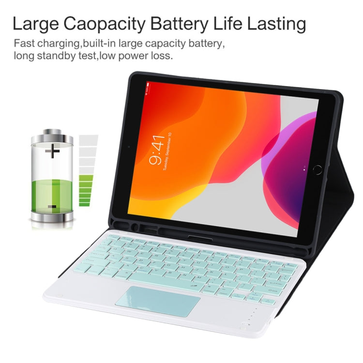 TG-102BC Detachable Bluetooth Green Keyboard + Microfiber Leather Tablet Case for iPad 10.2 inch / iPad Air (2019), with Touch Pad & Pen Slot & Holder (Black) - For iPad Air by PMC TechLife | Online Shopping South Africa | PMC TechLife