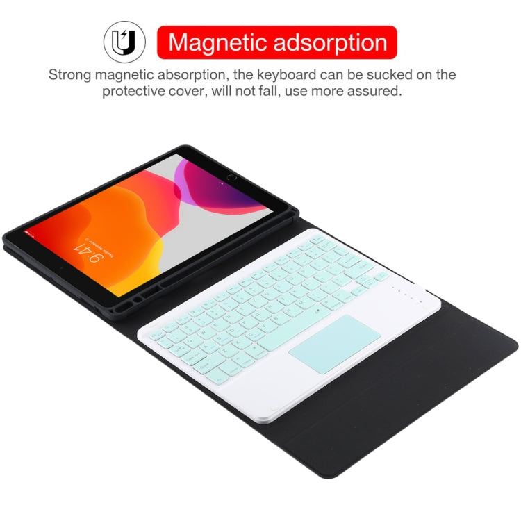 TG-102BC Detachable Bluetooth Green Keyboard + Microfiber Leather Tablet Case for iPad 10.2 inch / iPad Air (2019), with Touch Pad & Pen Slot & Holder (Black) - For iPad Air by PMC TechLife | Online Shopping South Africa | PMC TechLife