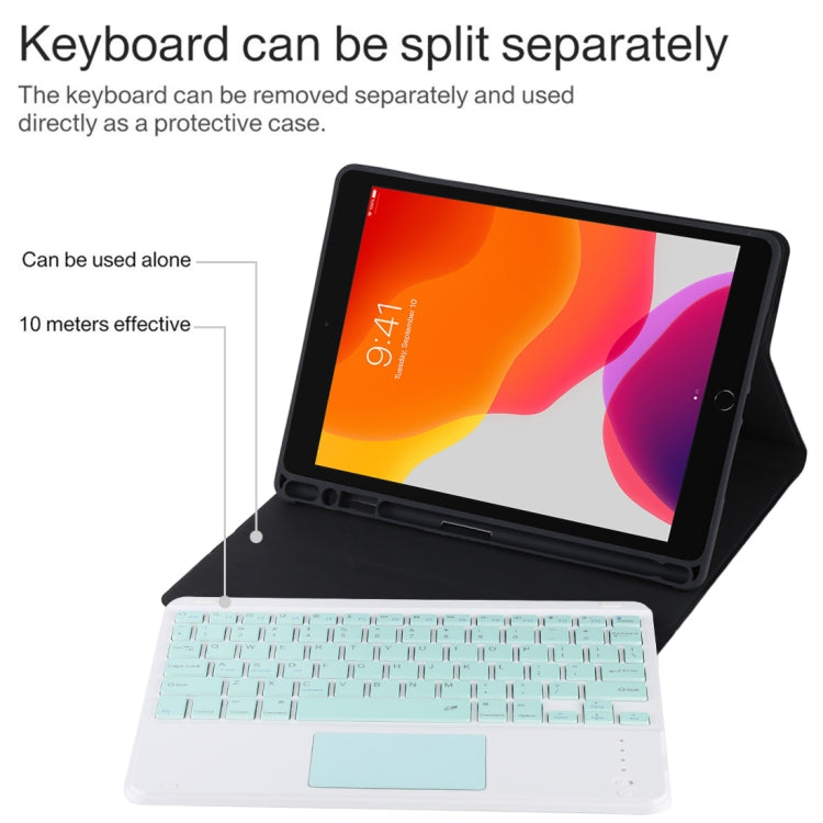 TG-102BC Detachable Bluetooth Green Keyboard + Microfiber Leather Tablet Case for iPad 10.2 inch / iPad Air (2019), with Touch Pad & Pen Slot & Holder (Black) - For iPad Air by PMC TechLife | Online Shopping South Africa | PMC TechLife