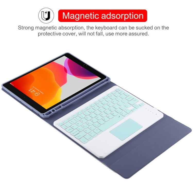 TG-102BC Detachable Bluetooth Green Keyboard + Microfiber Leather Tablet Case for iPad 10.2 inch / iPad Air (2019), with Touch Pad & Pen Slot & Holder (Purple) - For iPad Air by PMC TechLife | Online Shopping South Africa | PMC TechLife