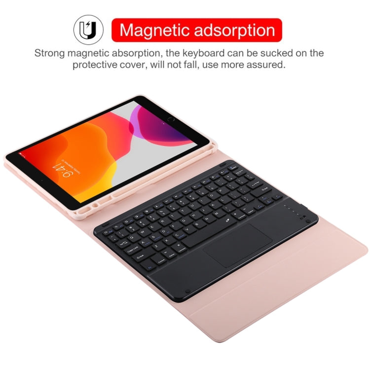 TG97BC Detachable Bluetooth Black Keyboard + Microfiber Leather Tablet Case for iPad 9.7 inch, with Touch Pad & Pen Slot & Holder(Pink) - Universal by PMC TechLife | Online Shopping South Africa | PMC TechLife
