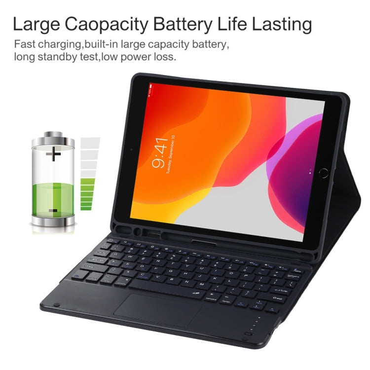 TG109BC Detachable Bluetooth Black Keyboard + Microfiber Leather Tablet Case for iPad Air 2020, with Touch Pad & Pen Slot & Holder (Black) - For iPad Air by PMC TechLife | Online Shopping South Africa | PMC TechLife