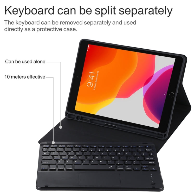TG109BC Detachable Bluetooth Black Keyboard + Microfiber Leather Tablet Case for iPad Air 2020, with Touch Pad & Pen Slot & Holder (Black) - For iPad Air by PMC TechLife | Online Shopping South Africa | PMC TechLife