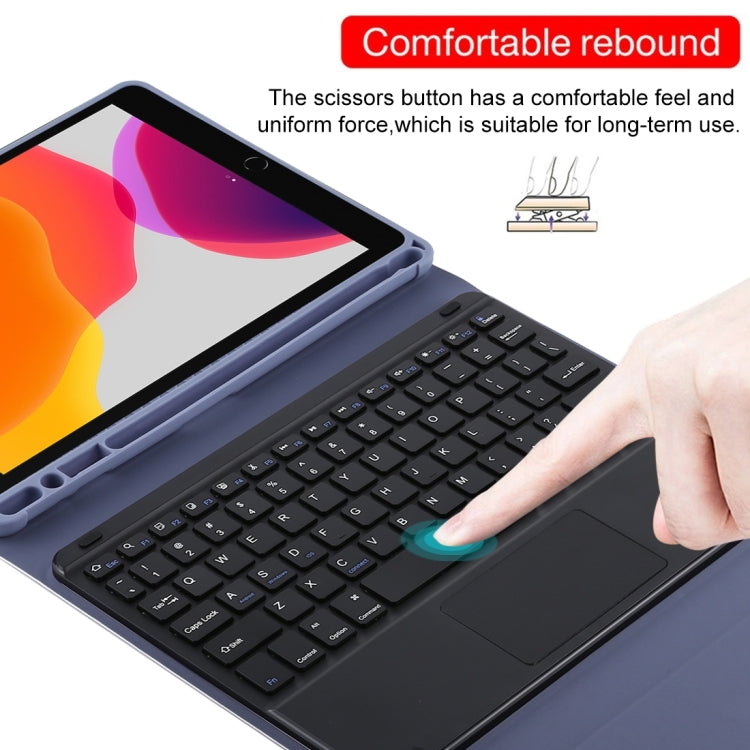 TG109BC Detachable Bluetooth Black Keyboard + Microfiber Leather Tablet Case for iPad Air 2020, with Touch Pad & Pen Slot & Holder (Purple) - For iPad Air by PMC TechLife | Online Shopping South Africa | PMC TechLife