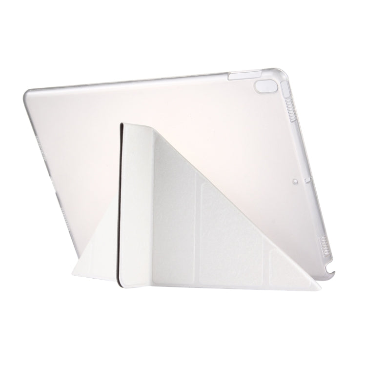 For iPad Pro 10.5 inch Silk Texture Horizontal Deformation Flip Leather Case with 4-folding Holder & Sleep / Wake-up(White) - iPad Pro 10.5 inch Cases by PMC TechLife | Online Shopping South Africa | PMC TechLife | Buy Now Pay Later Mobicred