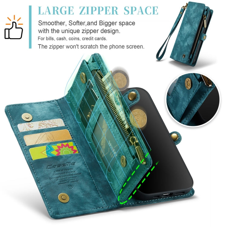 For iPhone X / XS CaseMe-008 TPU + PC Magnetic Absorption Detachable Back Cover Horizontal Flip Leather Case with Holder & Card Slots & Zipper Wallet & Photo Frame(Blue) - free shipping - PMC Jewellery - Order now!