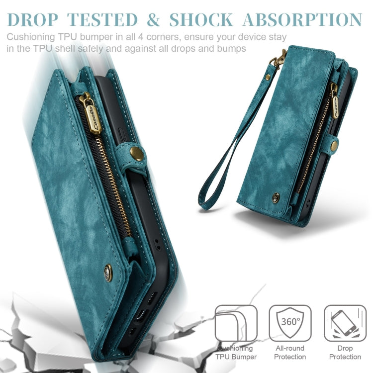 For iPhone X / XS CaseMe-008 TPU + PC Magnetic Absorption Detachable Back Cover Horizontal Flip Leather Case with Holder & Card Slots & Zipper Wallet & Photo Frame(Blue) - free shipping - PMC Jewellery - Order now!