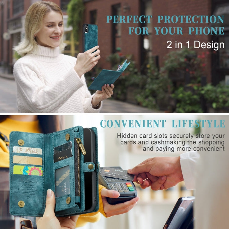 For iPhone X / XS CaseMe-008 TPU + PC Magnetic Absorption Detachable Back Cover Horizontal Flip Leather Case with Holder & Card Slots & Zipper Wallet & Photo Frame(Blue) - free shipping - PMC Jewellery - Order now!
