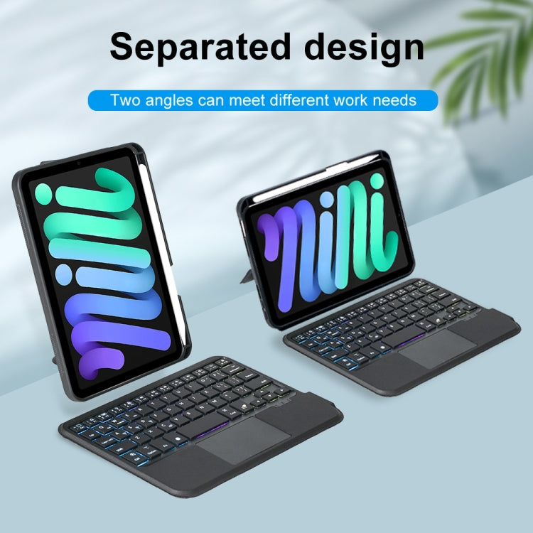 T06-AS For iPad mini6 Touch Backlight Split Type Bluetooth Keyboard Leather Case - For iPad mini by PMC TechLife | Online Shopping South Africa | PMC TechLife