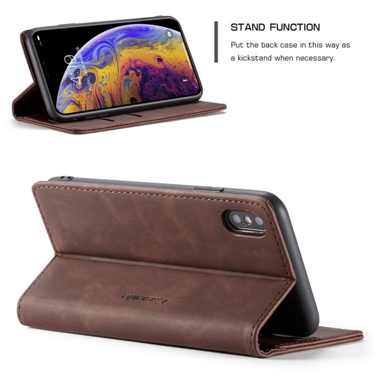 For iPhone XS Max CaseMe-013 Multifunctional Retro Frosted Horizontal Flip Leather Case with Card Slot & Holder & Wallet(Coffee) - More iPhone Cases by CaseMe | Online Shopping South Africa | PMC Jewellery | Buy Now Pay Later Mobicred
