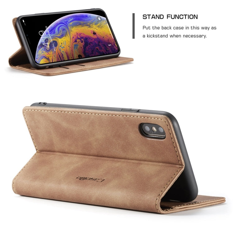 For iPhone XS Max CaseMe-013 Multifunctional Retro Frosted Horizontal Flip Leather Case with Card Slot & Holder & Wallet(Brown) - More iPhone Cases by CaseMe | Online Shopping South Africa | PMC Jewellery | Buy Now Pay Later Mobicred