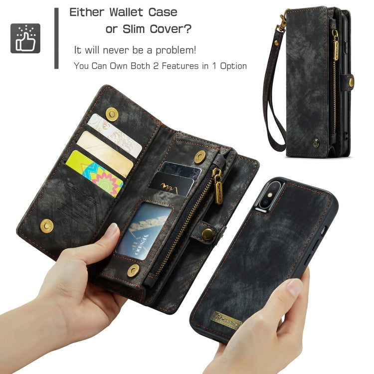 For iPhone XS Max CaseMe Detachable Multifunctional Horizontal Flip Leather Case with Card Slot & Holder & Zipper Wallet & Photo Frame (Black) - More iPhone Cases by CaseMe | Online Shopping South Africa | PMC Jewellery | Buy Now Pay Later Mobicred