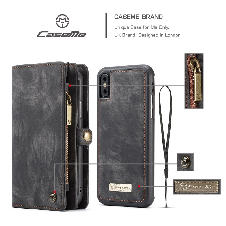 For iPhone XS Max CaseMe Detachable Multifunctional Horizontal Flip Leather Case with Card Slot & Holder & Zipper Wallet & Photo Frame (Black) - More iPhone Cases by CaseMe | Online Shopping South Africa | PMC Jewellery | Buy Now Pay Later Mobicred