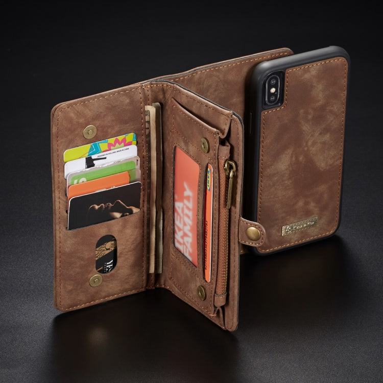 For iPhone XS Max CaseMe Detachable Multifunctional Horizontal Flip Leather Case with Card Slot & Holder & Zipper Wallet & Photo Frame (Brown) - More iPhone Cases by CaseMe | Online Shopping South Africa | PMC Jewellery | Buy Now Pay Later Mobicred
